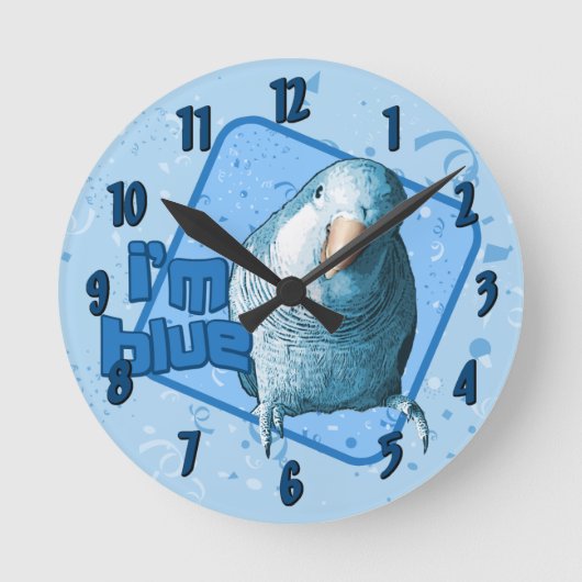 Ik ben Blue Quaker Paraket Clock Ronde Klok (Voorkant)