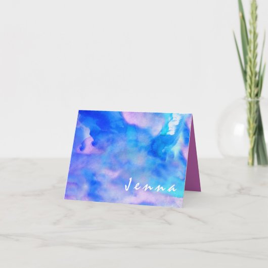 Ik ben BLUE WATERVERF Bat Mitzvah Dank je wel Bedankkaart (Voorkant)