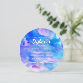 Ik ben BLUE WATERVERF Bat Mitzvah Uitnodiging (Staand voorkant)