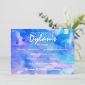 Ik ben BLUE WATERVERF Bat Mitzvah Uitnodiging (Staand voorkant)