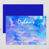 Ik ben BLUE WATERVERF Bat Mitzvah Uitnodiging (Voorkant / Achterkant)