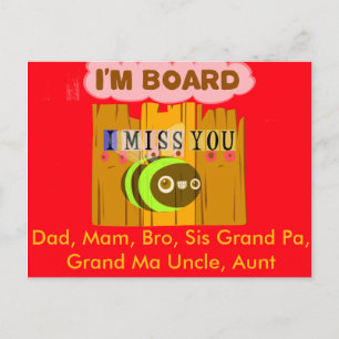 Ik ben board, ik mis je bij Art Print/Graphic Briefkaart