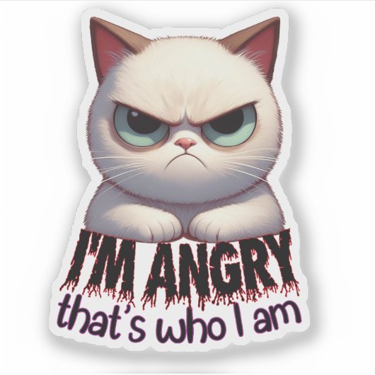 Ik ben boos, gekke kat sticker (Voorkant)