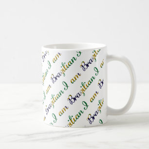 Ik ben Braziliaans landspruittypografische patroon Koffiemok