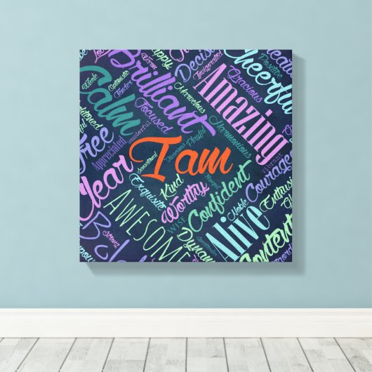 Ik ben Buurwerken Word Cloud Art Canvas Afdruk (Insitu (Houten vloer))