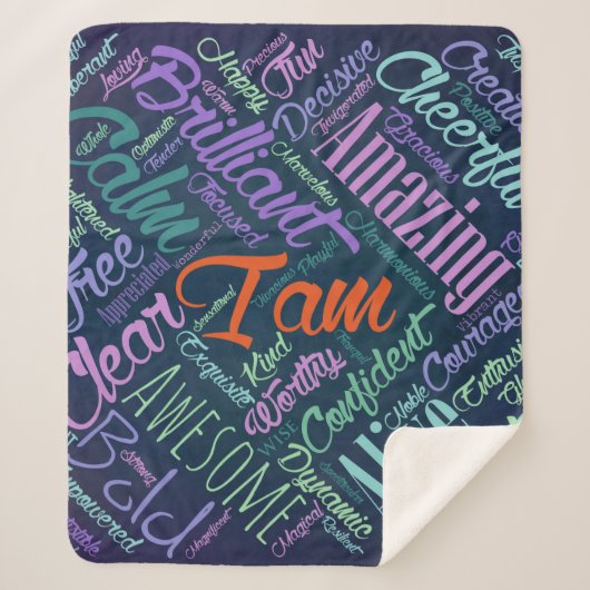 Ik ben Buurwerken Word Cloud Art Sherpa Deken (Voorkant)