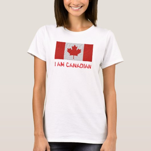 IK BEN CANADIAN Flag Red en White T-shirt (Voorkant)