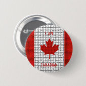 IK BEN CANADIAN Red en White Mosaic Flag Ronde Button 5,7 Cm (Voorkant /achterkant)