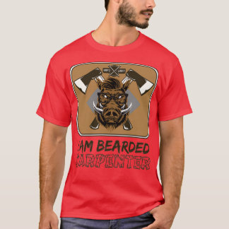IK BEN CARPENTER Bearded Boar Carpenter Wood T-shirt