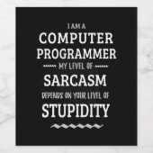 Ik ben computerprogrammeur wijn etiket (Enkel label)