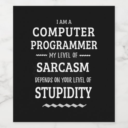 Ik ben computerprogrammeur wijn etiket (Enkel label)