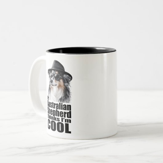 Ik ben Cool Australian Shepherd Tweekleurige Koffiemok (Voorkant links)
