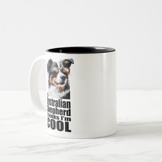 Ik ben Cool Australian Shepherd Tweekleurige Koffiemok (Voorkant links)
