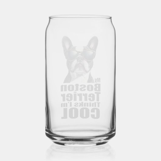 Ik ben Cool Boston Terrier Blikvorm Glas (Achterkant)