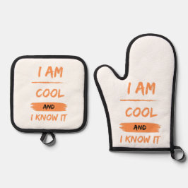 Ik ben cool en ik weet het ovenwant & pannenlap set