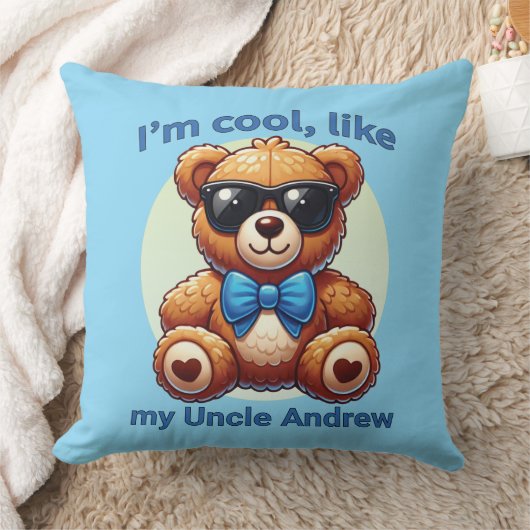 Ik ben Cool Teddy Bear met Blue Bow  Kussen (Deken)