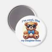 Ik ben Cool Teddy Bear met Blue Bow Magneet (Voorkant / Achterkant)