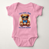 Ik ben Cool Teddy Bear met Blue Bow  Romper (Voorkant)