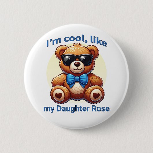 Ik ben Cool Teddy Bear met Blue Bow Ronde Button 5,7 Cm (Voorkant)