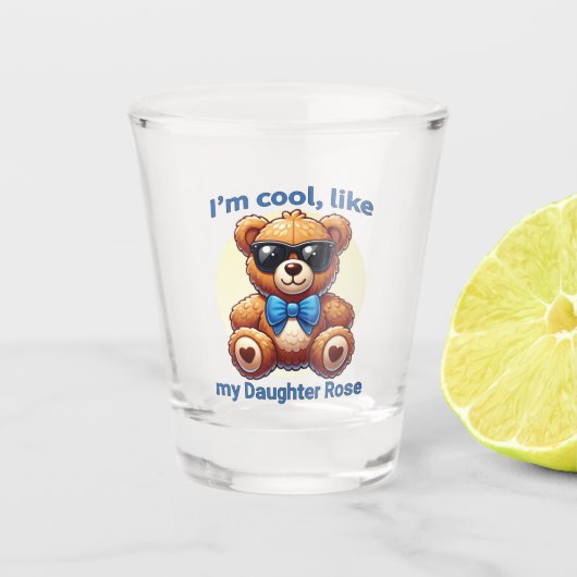 Ik ben Cool Teddy Bear met Blue Bow Shot Glas (Voorkant)