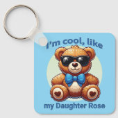 Ik ben Cool Teddy Bear met Blue Bow  Sleutelhanger (Voorkant)