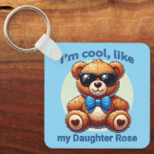 Ik ben Cool Teddy Bear met Blue Bow  Sleutelhanger (Voorkant)