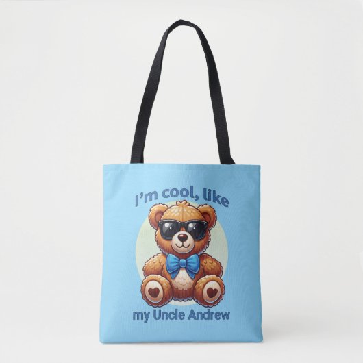 Ik ben Cool Teddy Bear met Blue Bow Tote Bag (Voorkant)