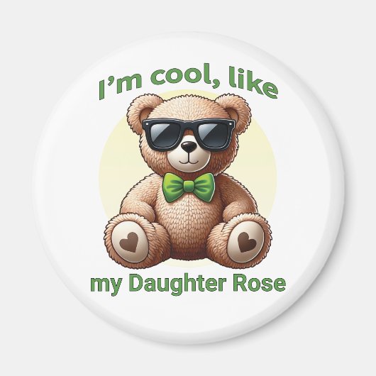 Ik ben Cool Teddy Bear met Green Bow Magneet (Voorkant)