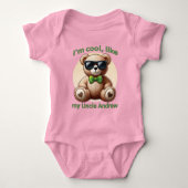 Ik ben Cool Teddy Bear met Green Bow  Romper (Voorkant)