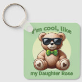 Ik ben Cool Teddy Bear met Green Bow  Sleutelhanger (Voorkant)