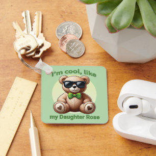 Ik ben Cool Teddy Bear met Green Bow Sleutelhanger