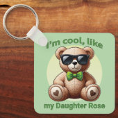 Ik ben Cool Teddy Bear met Green Bow  Sleutelhanger (Voorkant)
