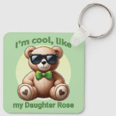 Ik ben Cool Teddy Bear met Green Bow  Sleutelhanger (Achterkant)