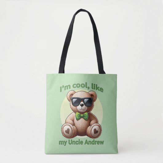 Ik ben Cool Teddy Bear met Green Bow Tote Bag (Voorkant)