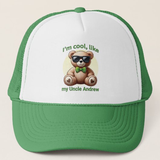 Ik ben Cool Teddy Bear met Green Bow Trucker Pet (Voorkant)