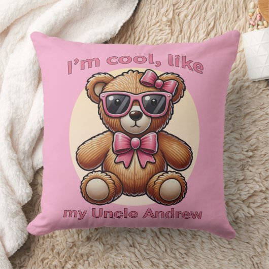 Ik ben Cool Teddy Bear met Pink Bow Kussen (Deken)