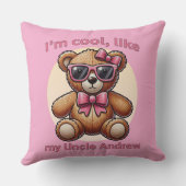 Ik ben Cool Teddy Bear met Pink Bow Kussen (Achterkant)