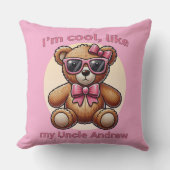 Ik ben Cool Teddy Bear met Pink Bow Kussen (Voorkant)