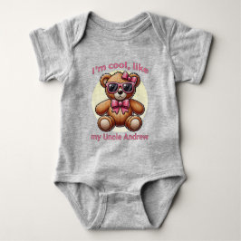 Ik ben Cool Teddy Bear met Pink Bow  Romper