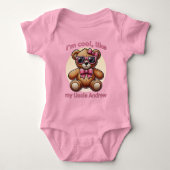 Ik ben Cool Teddy Bear met Pink Bow  Romper (Voorkant)