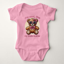 Ik ben Cool Teddy Bear met Pink Bow  Romper
