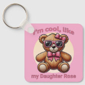 Ik ben Cool Teddy Bear met Pink Bow  Sleutelhanger (Voorkant)