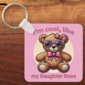 Ik ben Cool Teddy Bear met Pink Bow  Sleutelhanger (Voorkant)