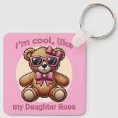 Ik ben Cool Teddy Bear met Pink Bow  Sleutelhanger (Achterkant)