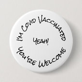Ik ben Covid Vaccinated Black White Button (Voorkant)