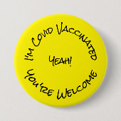 Ik ben Covid Vaccinated Yellow Black Button (Voorkant)
