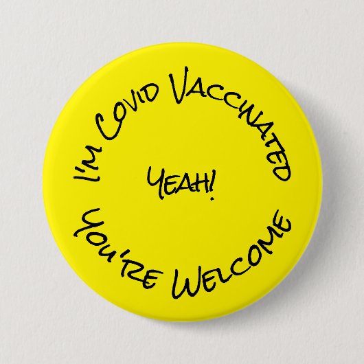 Ik ben Covid Vaccinated Yellow Black Button (Voorkant)