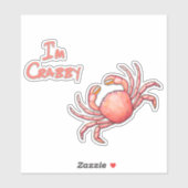 Ik ben Crabby Crustacean Cutout Sticker (Vel)