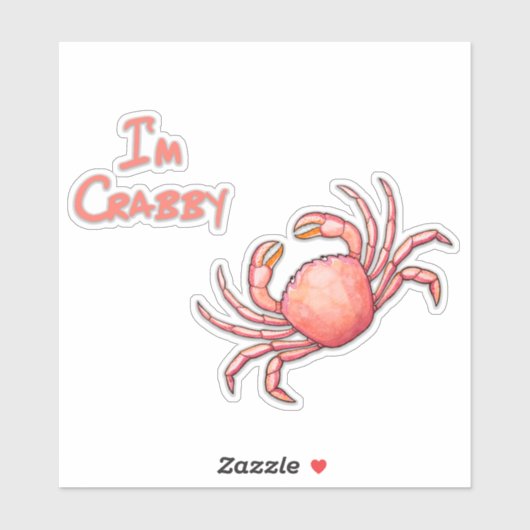Ik ben Crabby Crustacean Cutout Sticker (Vel)