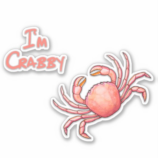 Ik ben Crabby Crustacean Cutout Sticker (Voorkant)